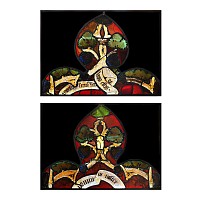 Renaissance Stained Glass Lancet-Arch Finial Pair