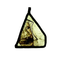 Medieval Stained Glass Panel with Lady in a Wimple