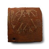 Medieval Heraldic Tile with the Heads of Three Moors within a Shield