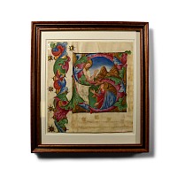 Medieval Large Miniature of Letter 'S' from a Choir Book, The Risen Christ with Mary Magdala