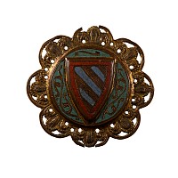 Medieval Limoges 'House of Burgundy' Bronze Heraldic Medallion with Champlevé Enamel