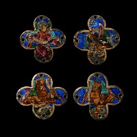 Medieval Four Basse-Taille Plaques from a Processional Cross Depicting Four Evangelists
