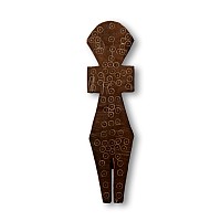 Egyptian Wooden Doll with Circular Decorations