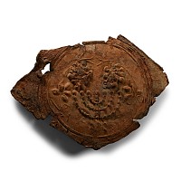 Roman Lead Sarcophagus Fragment with Menorah