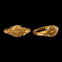 Medieval Gold Spiral Cross Ring