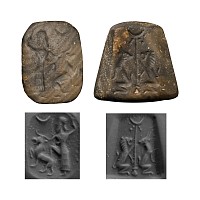 Neo-Babylonian Bifacial Stone Stamp Seal with Animals