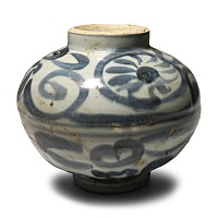 Chinese Ming Blue and White Jar with Peonies