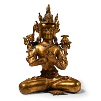 Sino-Tibetan Gilt Bronze Buddha  Statue