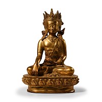 Sino-Tibetan Gilt Bronze Buddha Statue