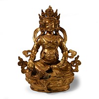 Sino-Tibetan Gilt Bronze Kubera Statue