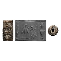 Mesopotamian Agate Cylinder Seal with Bull's Head