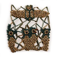 Egyptian Beaded Mummy Mask Panel with Four Sons of Horus
