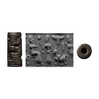 Late Babylonian Stone Cylinder Seal with Presentation Scene