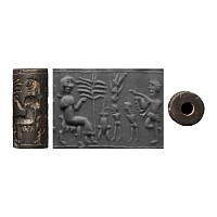 Mesopotamian Stone Cylinder Seal with Banquet Scene