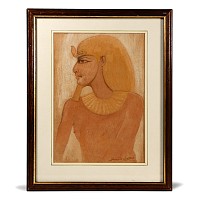 Egyptian Pharaoh Watercolour Attributed to Howard Carter