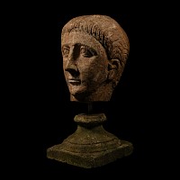 Over Life-Size Gallo-Roman Limestone Head of an Athlete