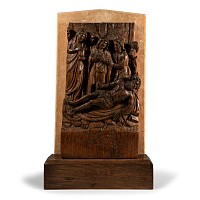 Flemish Oak Altar Fragment Depicting the Lamentation