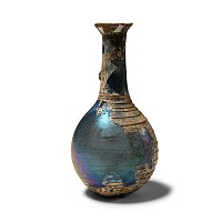 Roman Blue Glass Flask with Fine Trailing
