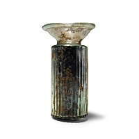 Roman Finely Ribbed Iridescent Glass Jar