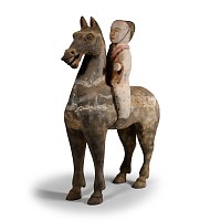 Chinese Han Horse and Rider Figure