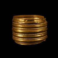 Large European Bronze Age Gold Ribbed Bangle