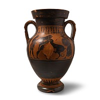 Greek Chalcidian Black-Figure Amphora with Heracles and Nemean Lion