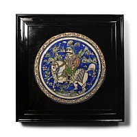 Qajar Glazed Plate with Hero