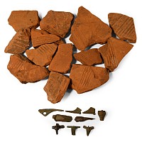 Roman Terracotta Roof Tile and Bronze Brooch Fragment Group