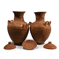 Large Greek Geometric Amphora Pair