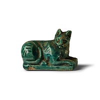 Egyptian Blue Glazed Bastet Amulet