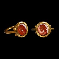 Roman Apollo Gemstone in Gold Ring