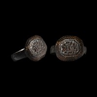 Tudor Period Bronze Ring with Armorial Motif