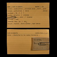 Natural History - Historic 'Paleleh, North Celebes, East Indies' Gold Ore on Quartz Crystal Specimen