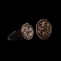 Tudor Period Bronze Ring with Falconer
