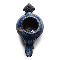 Seljuk Style Blue-Glazed Oil Lamp
