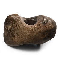 Large Stone Age Polished Black Stone Pierced Axehead
