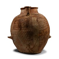 Western Asiatic Net-Painted Terracotta Storage Vessel with Ledge Handles