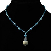 Achaemenid Pale Blue Glass and Other Bead Necklace String