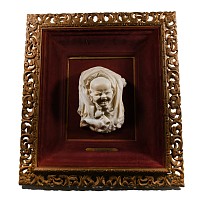 Framed Marble Bust of a Crying Baby