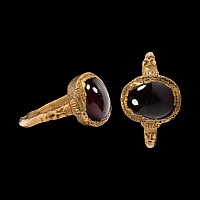 Medieval Gold Ring with Cabochon Garnet