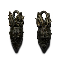 South East Asian Khmer Bronze Temple Ring Pair