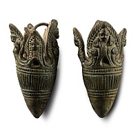 South East Asian Khmer Bronze Temple Ring Pair