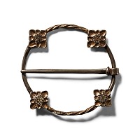 Large Medieval 'Published' Silver-Gilt Annular Brooch with Flowers