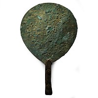 Roman Bronze Mirror with Handle