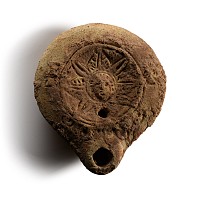 Roman Terracotta Oil Lamp with Bust of Sol