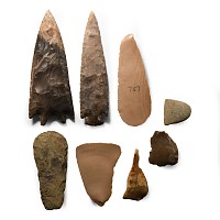 Stone Age Arrowhead and Scraper Group