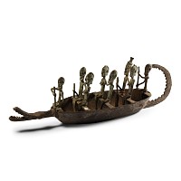 Central African Bronze Boat with Figures
