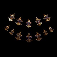 Achaemenid Gold Inlaid Lotus Flower Pendant Set