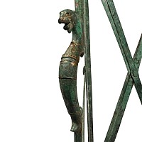Roman Bronze Folding Tripod Table with Busts of Bacchus and Panther