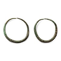 Western Asiatic Bronze Ribbed Earring Pair